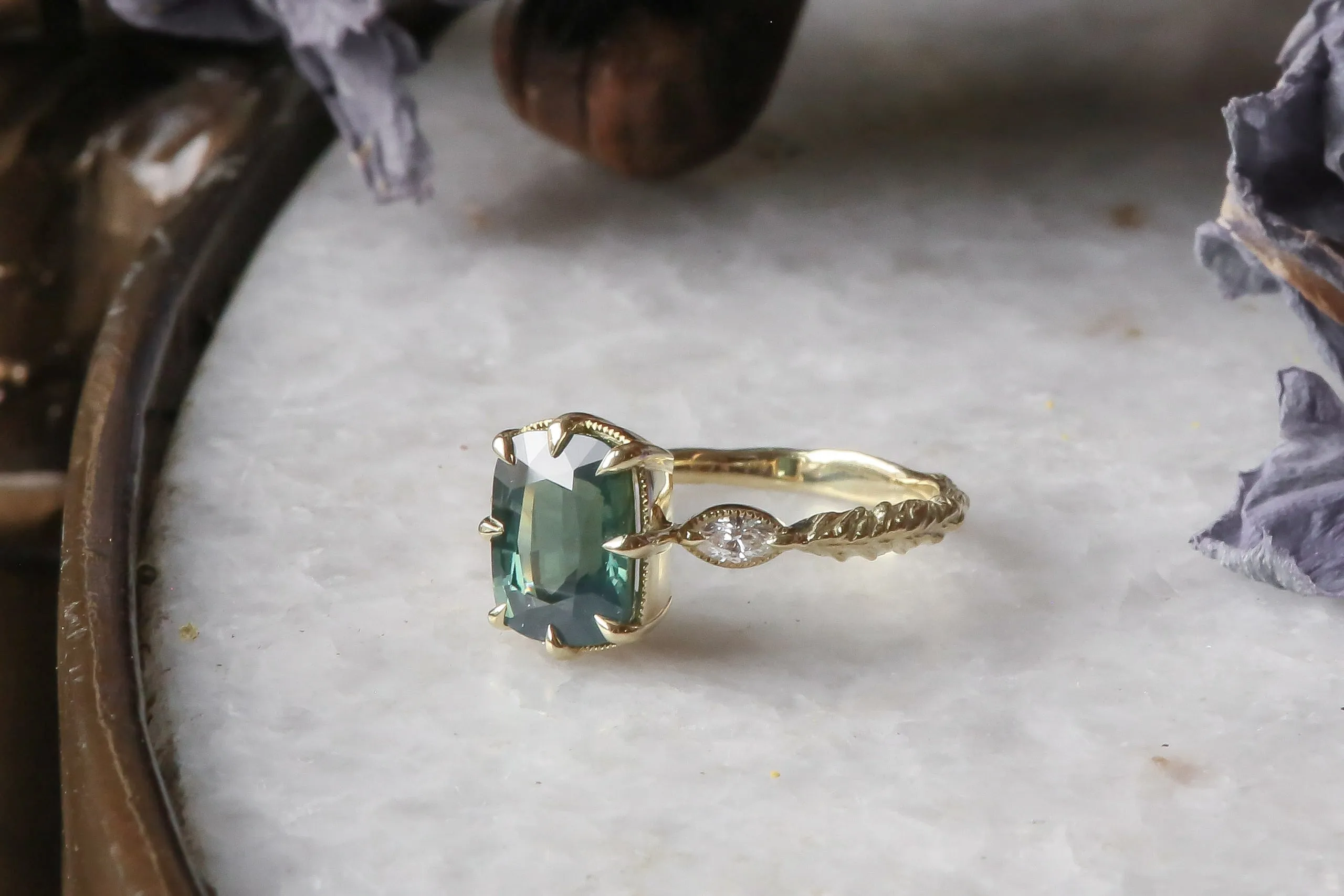 The Solstice Heirloom Setting - Three Stone Engagement Ring Setting