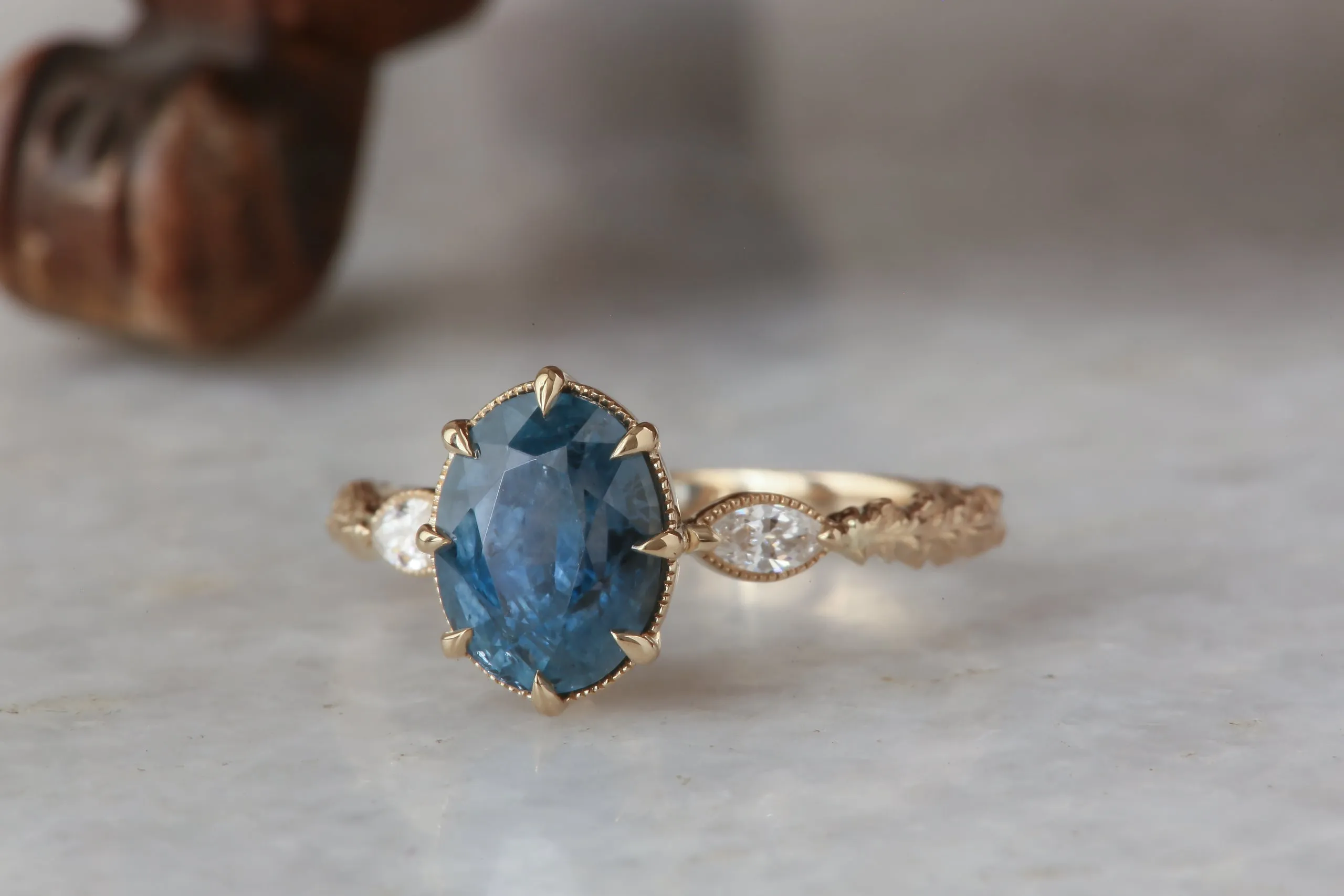 The Solstice Heirloom Setting - Three Stone Engagement Ring Setting