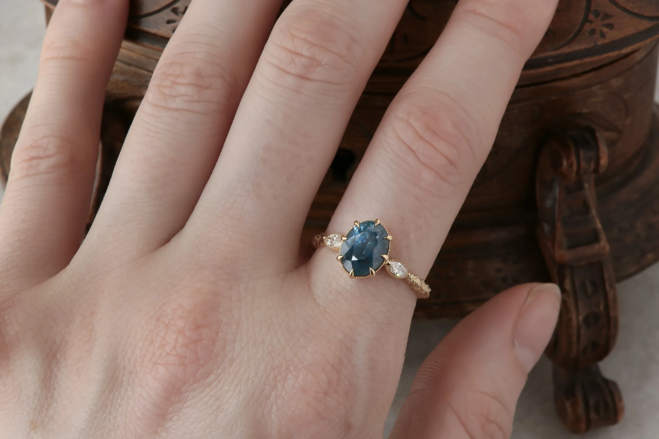 The Solstice Heirloom Setting - Three Stone Engagement Ring Setting