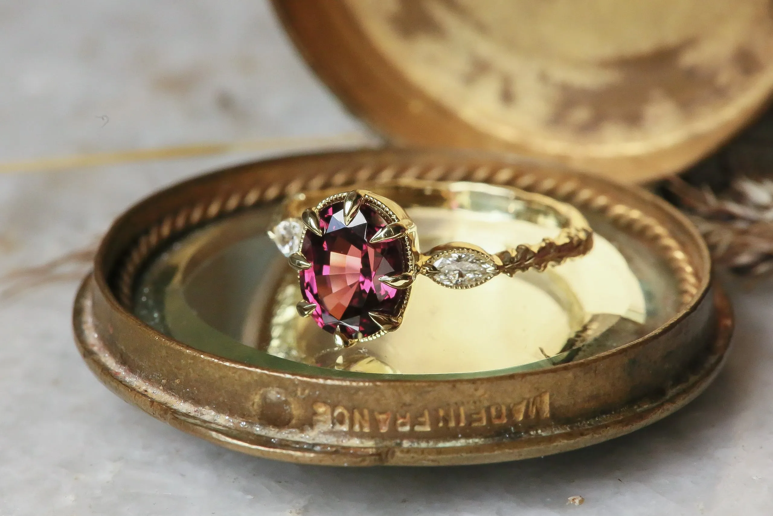 The Solstice Heirloom Setting - Three Stone Engagement Ring Setting