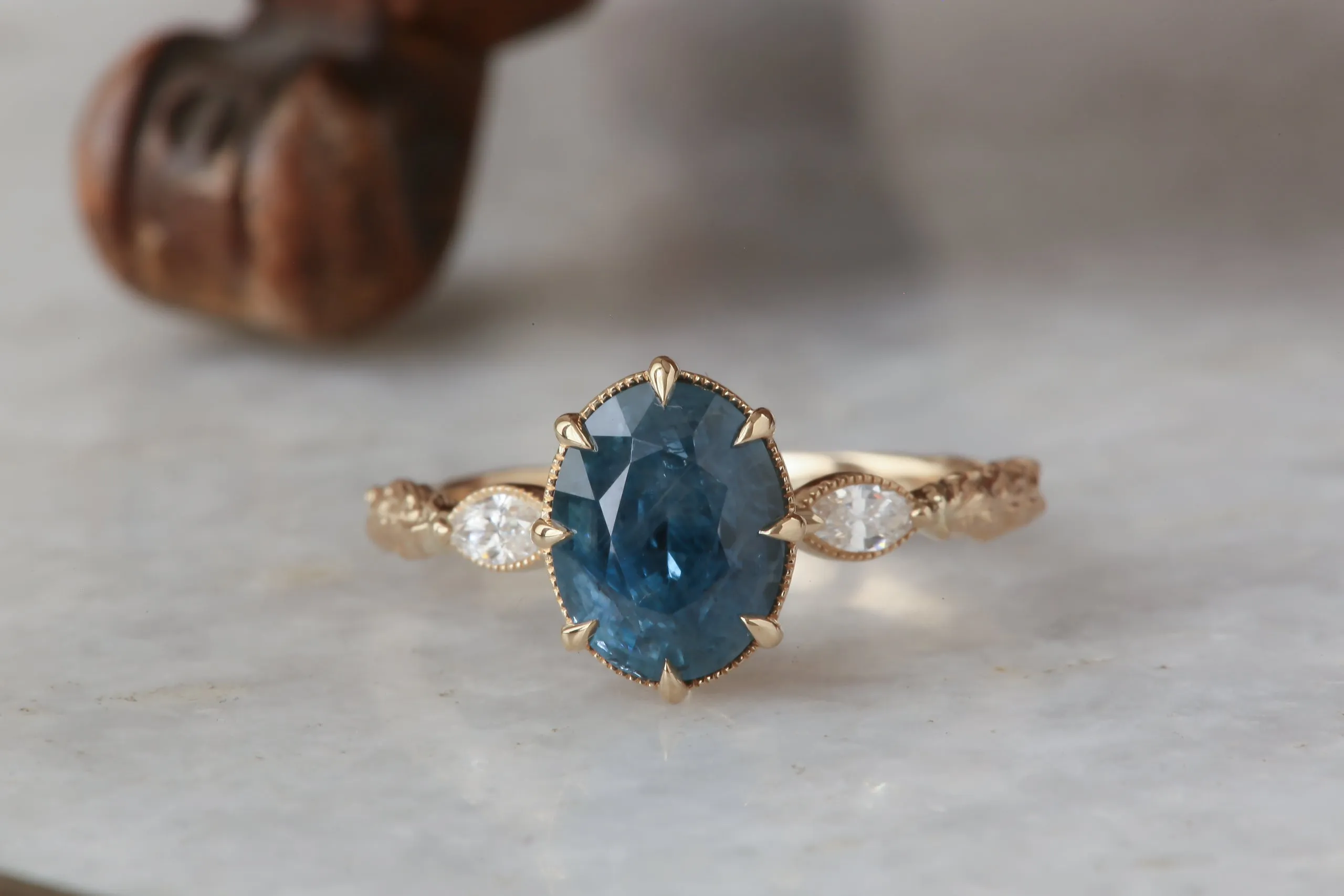 The Solstice Heirloom Setting - Three Stone Engagement Ring Setting