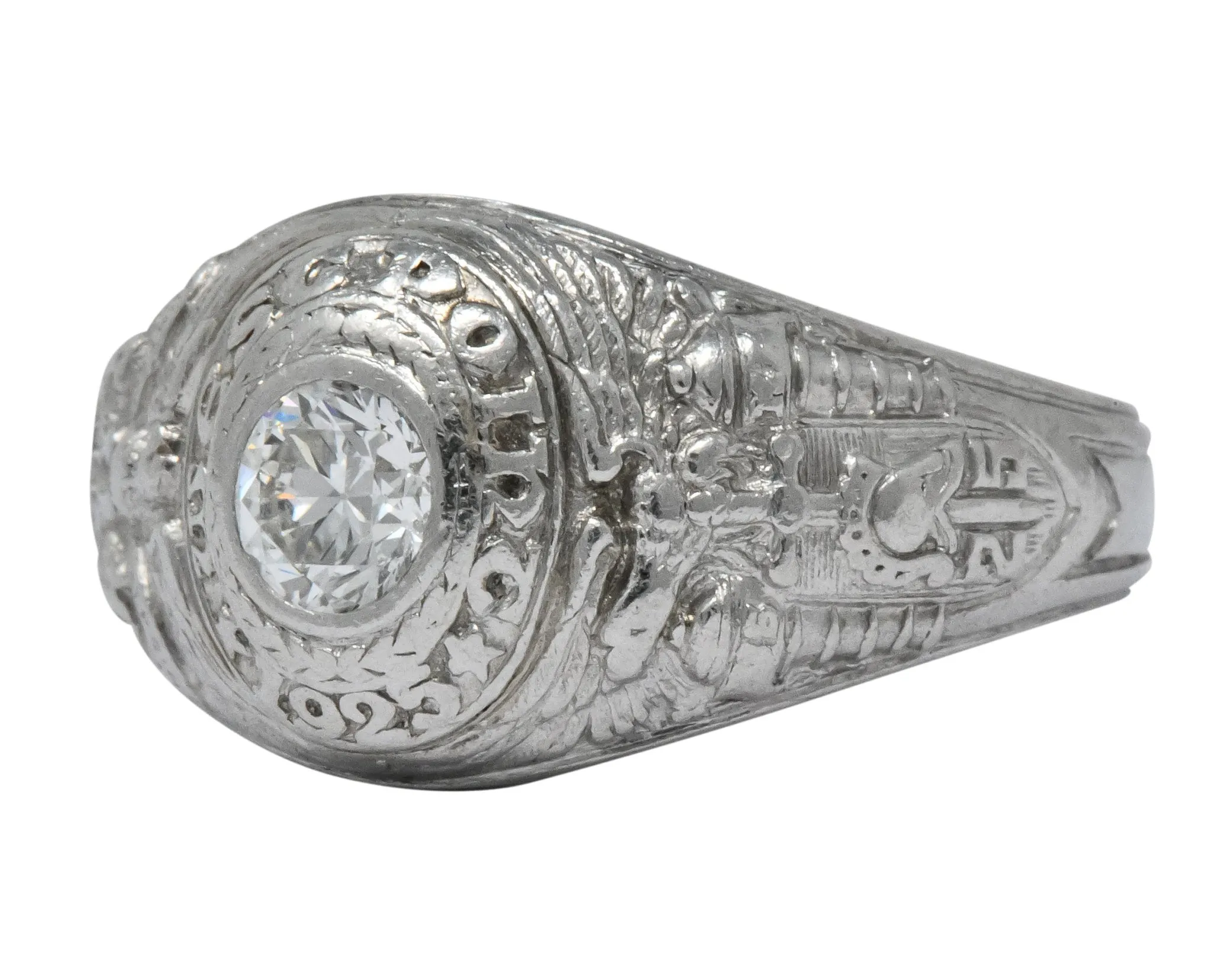 Tiffany & Co. 1925 Diamond Platinum West Point Unisex Class Ring