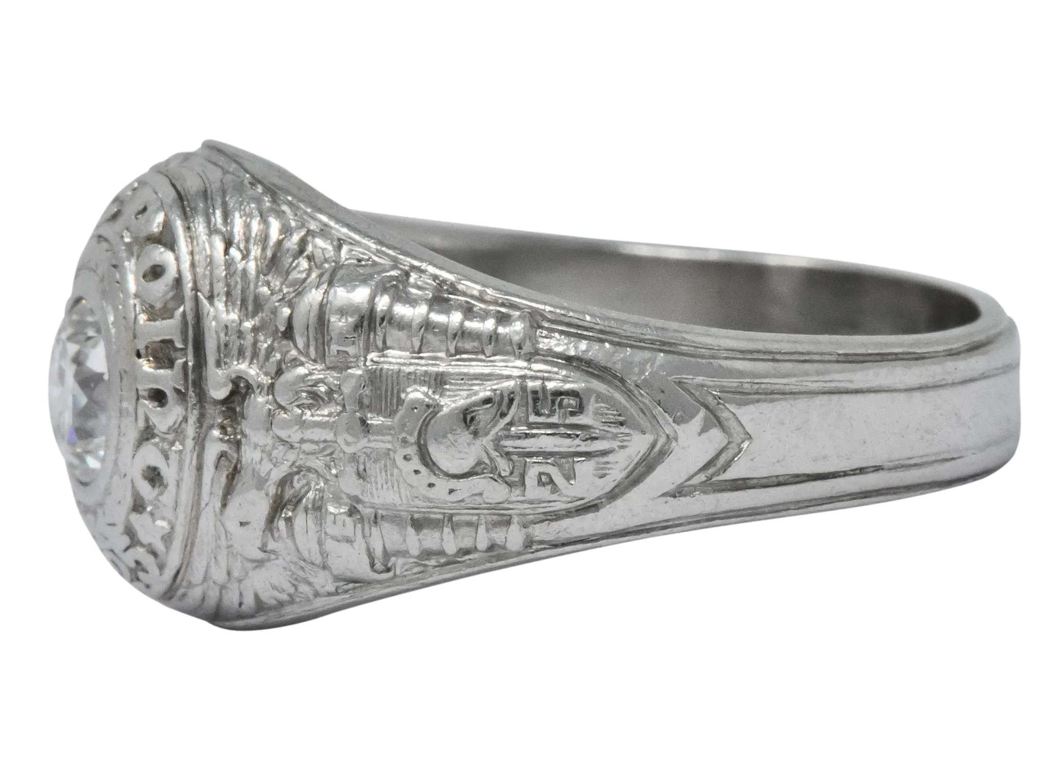 Tiffany & Co. 1925 Diamond Platinum West Point Unisex Class Ring