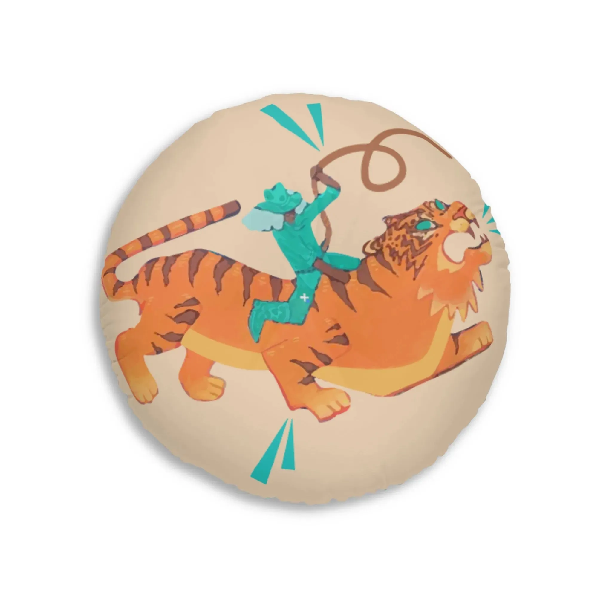 Tiger Rodeo Tufted Round Floor Pillow