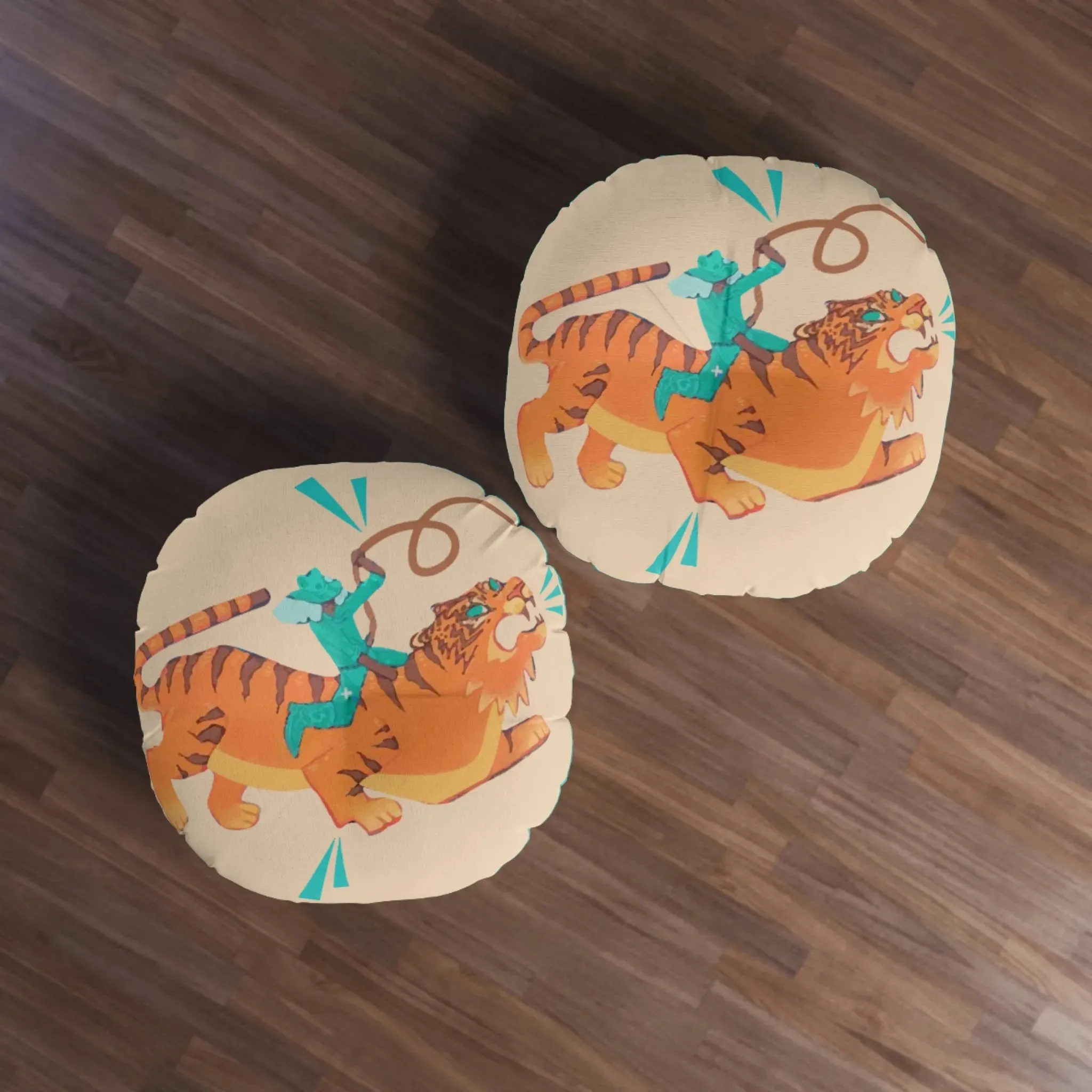 Tiger Rodeo Tufted Round Floor Pillow