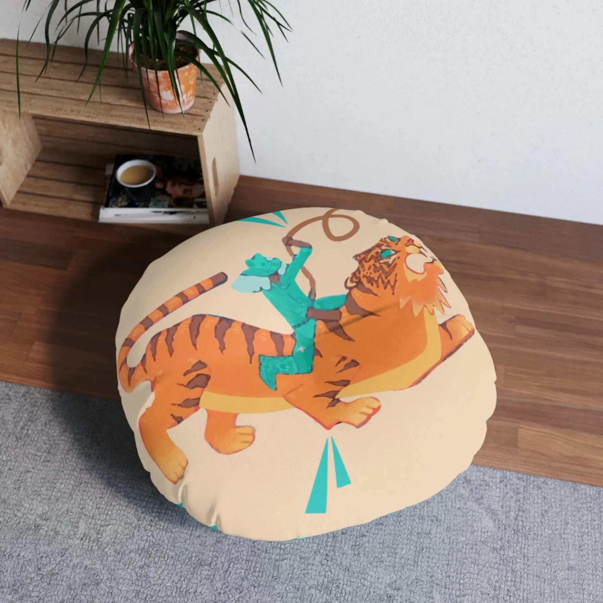 Tiger Rodeo Tufted Round Floor Pillow