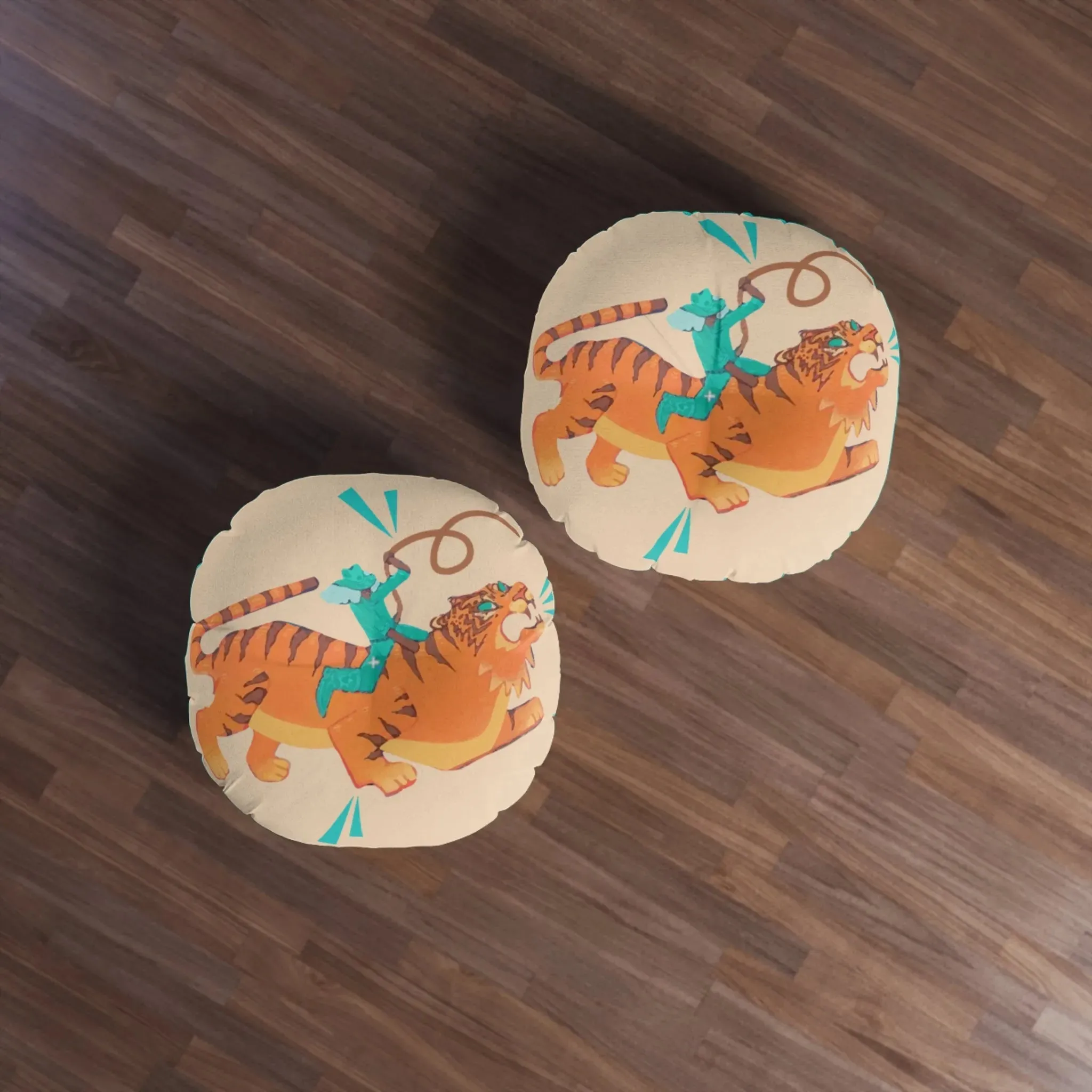 Tiger Rodeo Tufted Round Floor Pillow