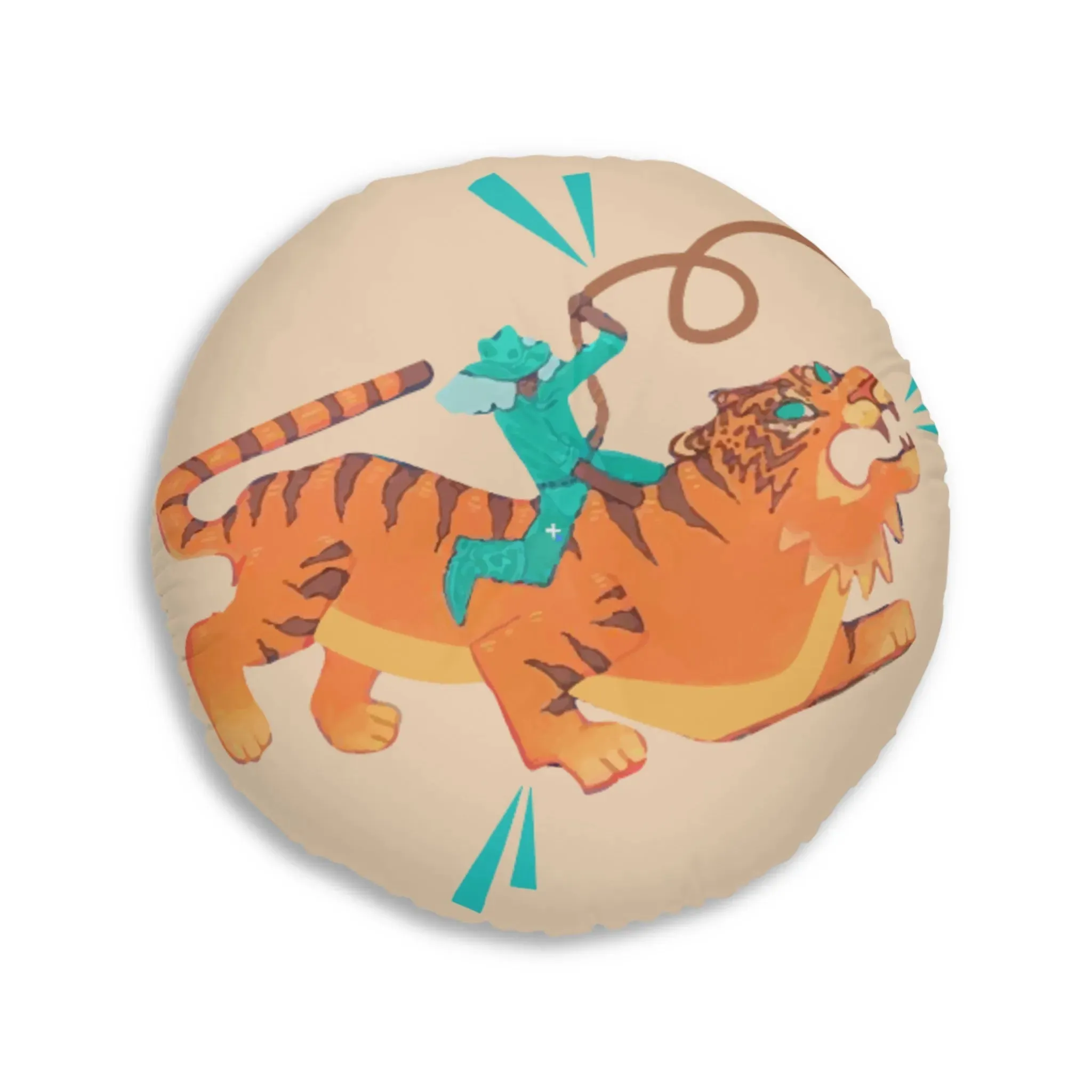 Tiger Rodeo Tufted Round Floor Pillow