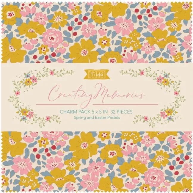 Tilda Creating Memories Fabric | 5'' Charm Pack | Spring (32)