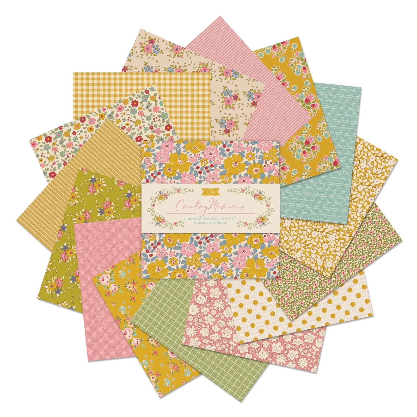 Tilda Creating Memories Fabric | 5'' Charm Pack | Spring (32)