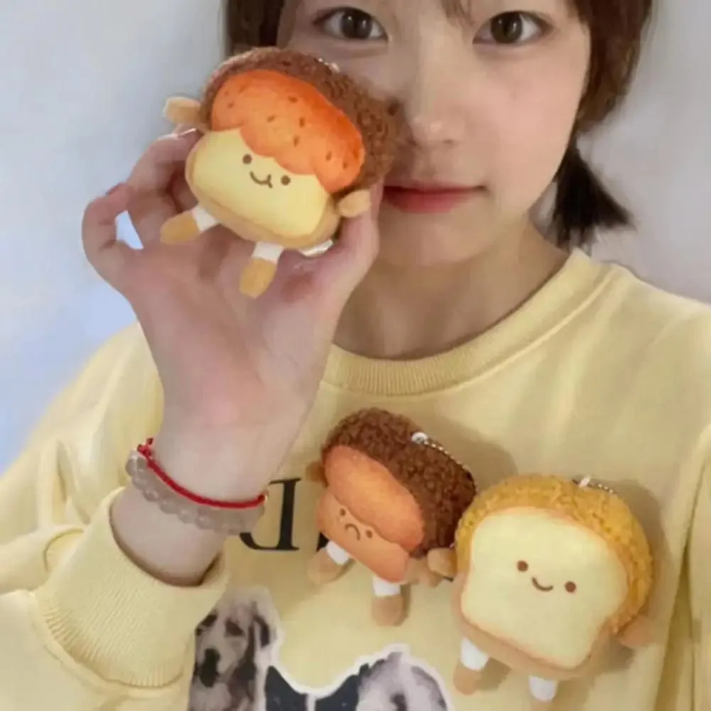 Toast Bread Plush Pendant and Brooch Badge