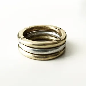 Triple Rivet Stacking Rings 2 bronze   1 silver