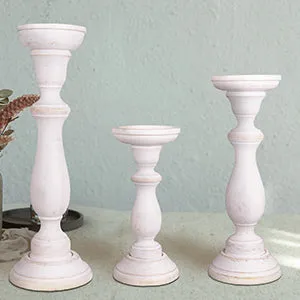 Tuli Pillar Candleholder Large Set - Shabby Chic