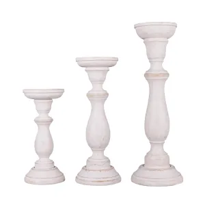 Tuli Pillar Candleholder Large Set - Shabby Chic