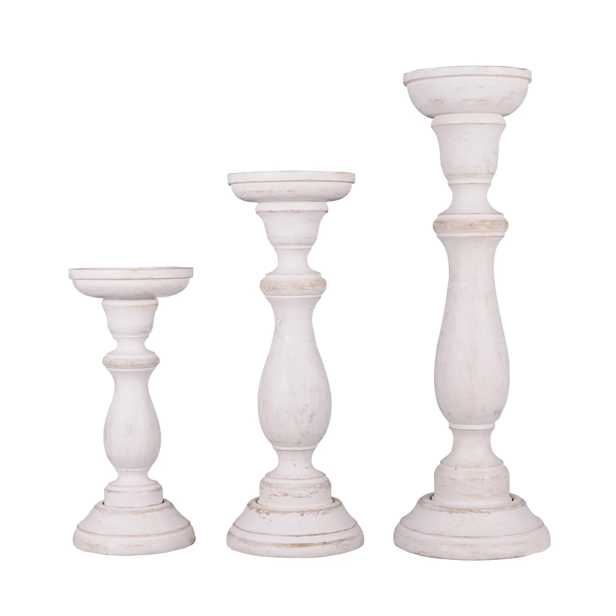 Tuli Pillar Candleholder Large Set - Shabby Chic