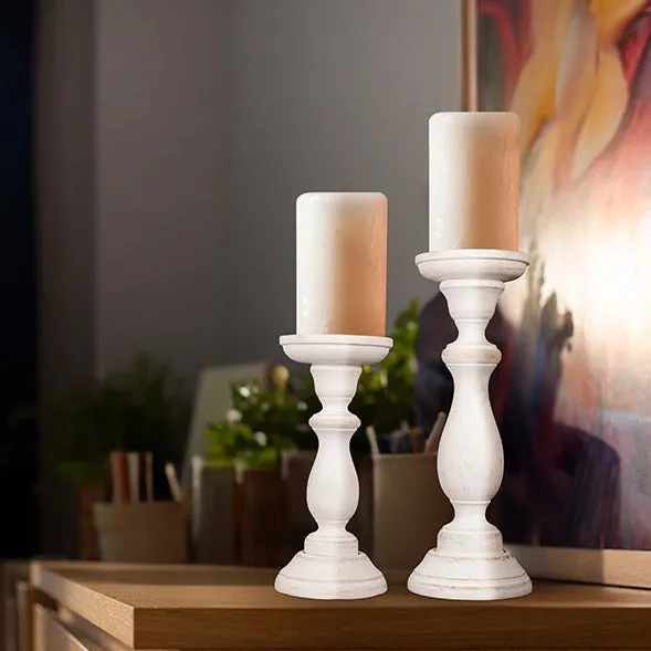 Tuli Pillar Candleholder Large Set - Shabby Chic
