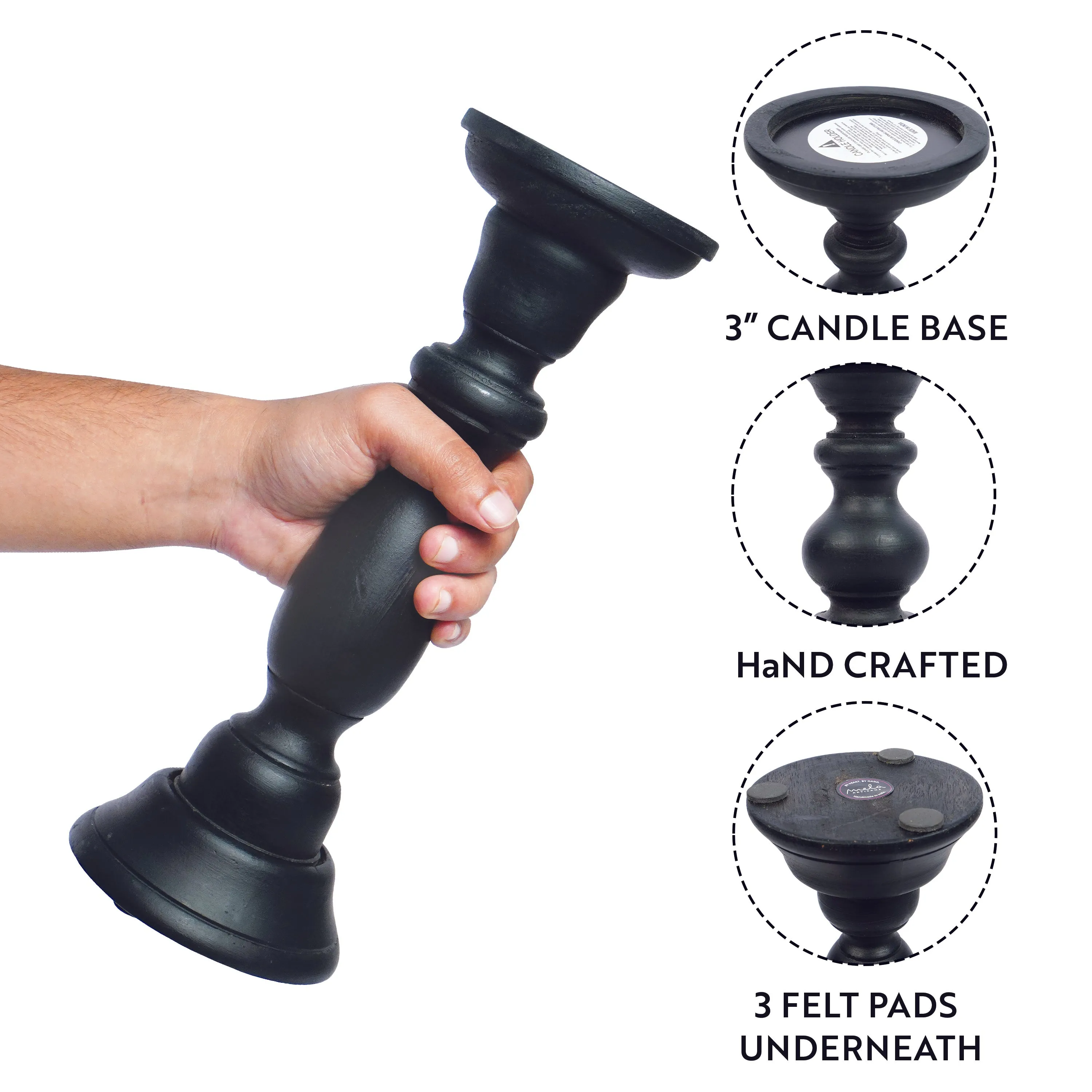 Tuli Pillar Candleholder Set - Black