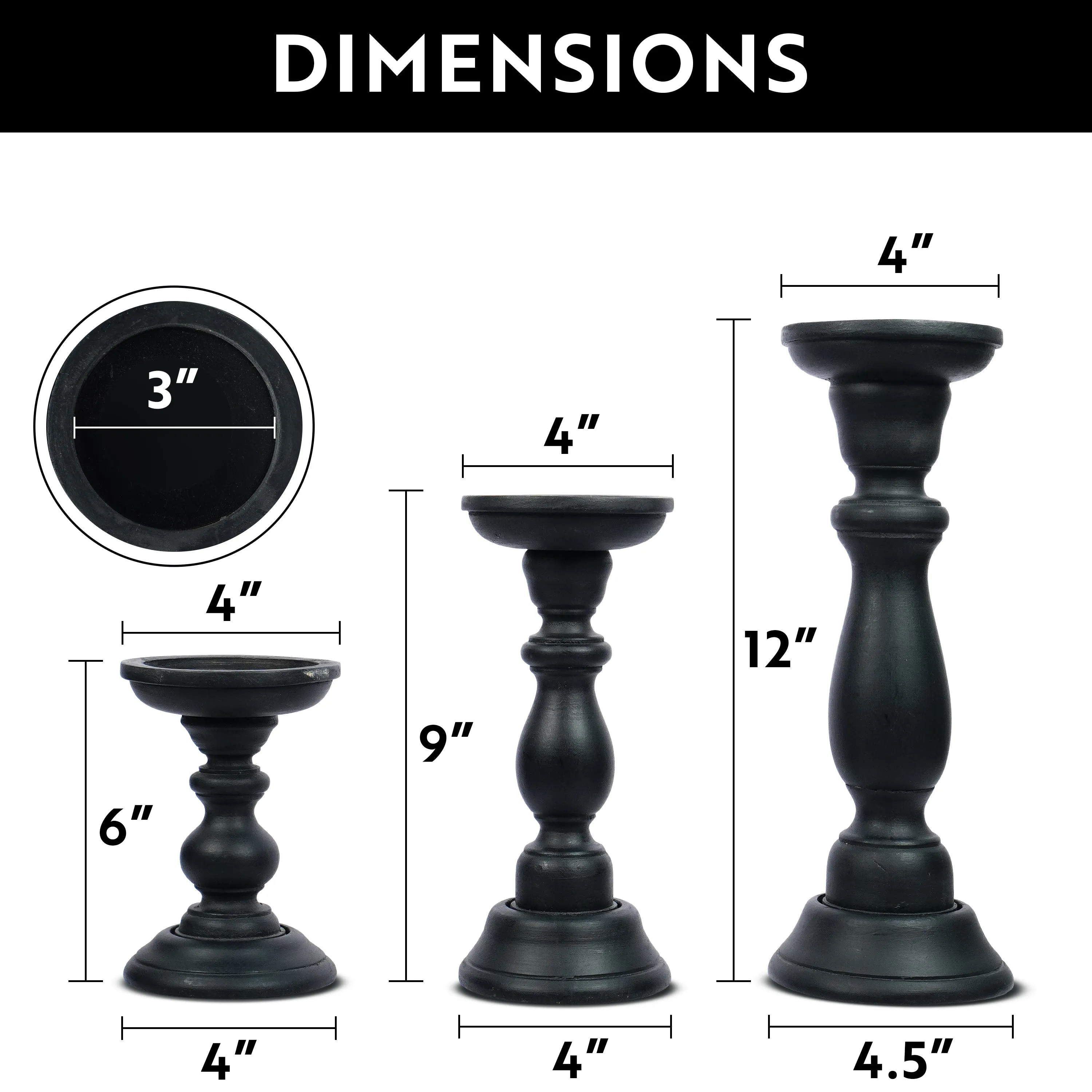 Tuli Pillar Candleholder Set - Black