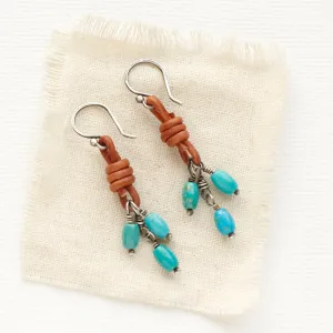 Turquoise Trio Leather Earrings