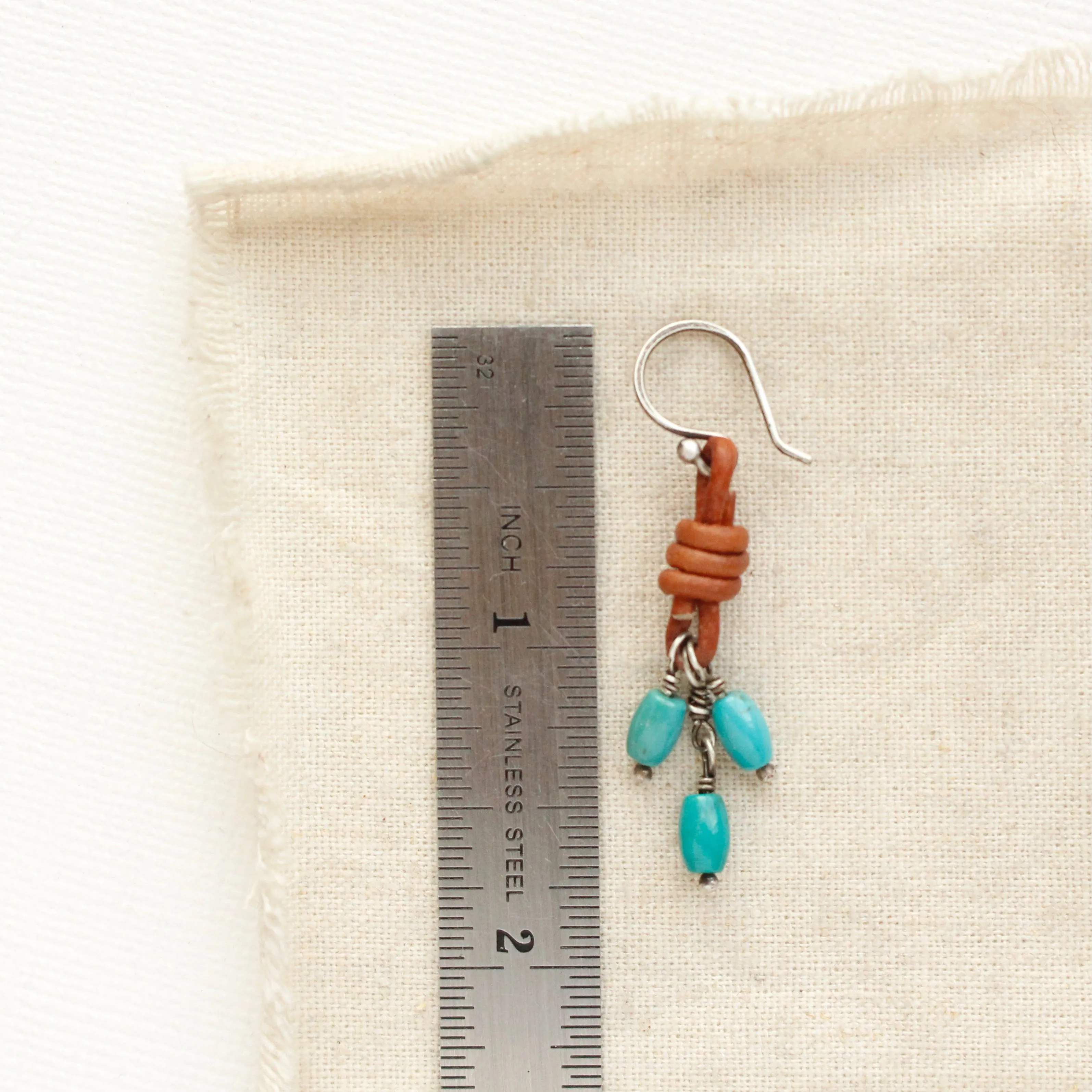 Turquoise Trio Leather Earrings