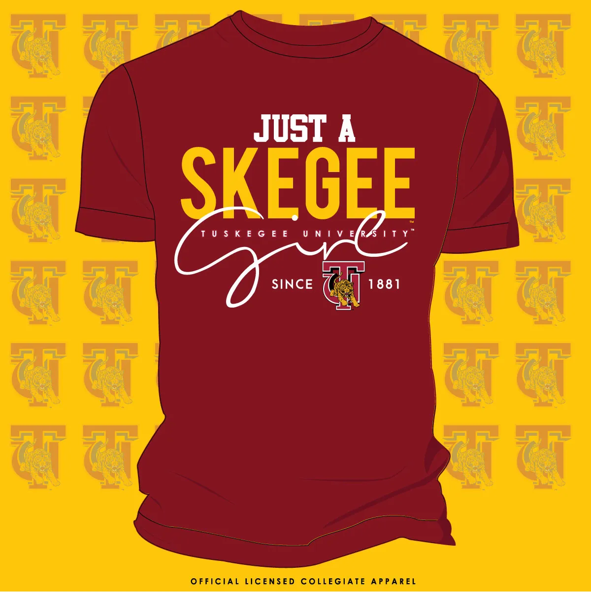 TUSKEGEE | JUST A SKEGEE GIRL Crimson Unisex  Tees (DK)