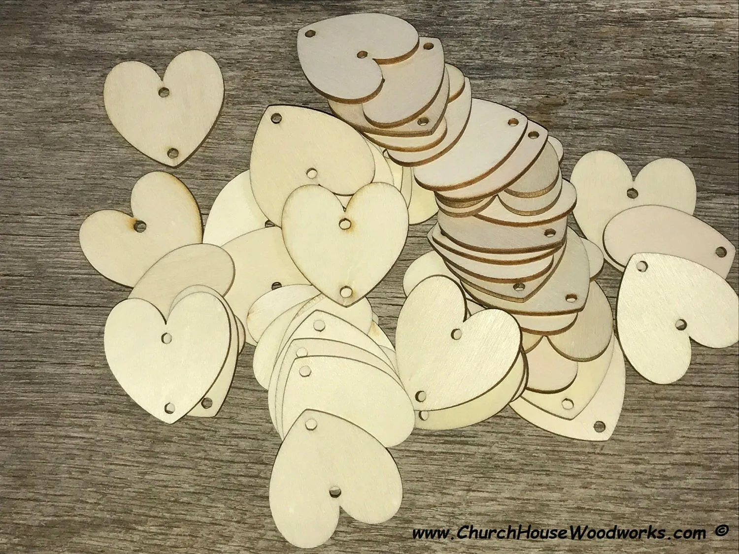 TWO Hole Heart Tags 100 QTY - 1-1/2 inch