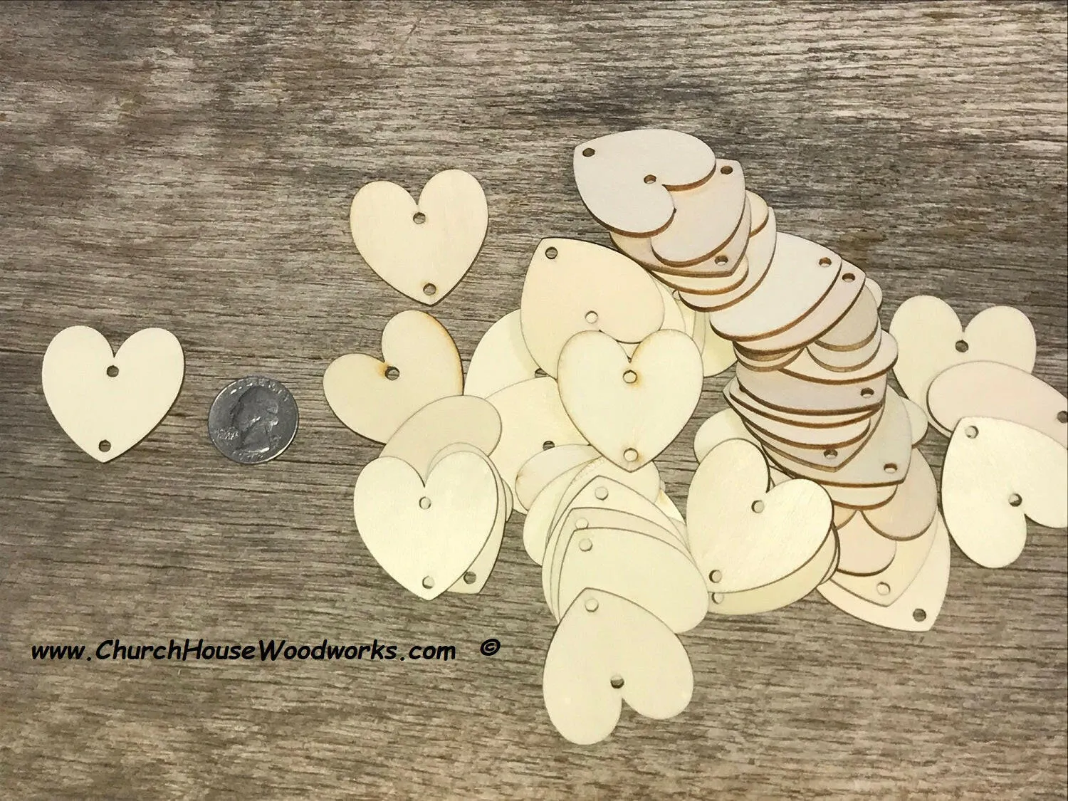 TWO Hole Heart Tags 100 QTY - 1-1/2 inch