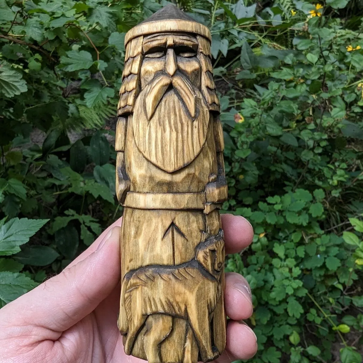 Tyr God wood carved figurine