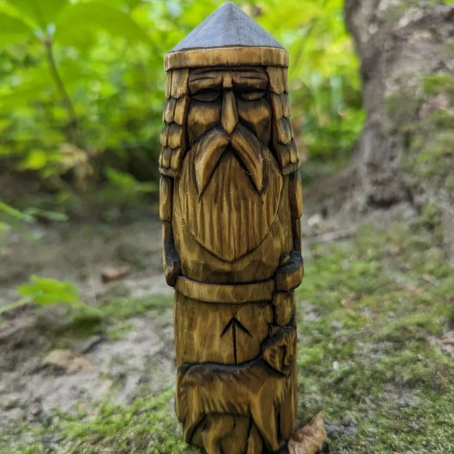 Tyr God wood carved figurine