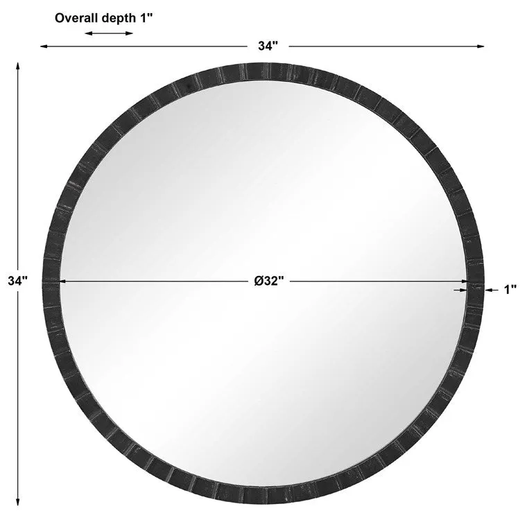 Uttermost Dandridge Black Iron Round Mirror