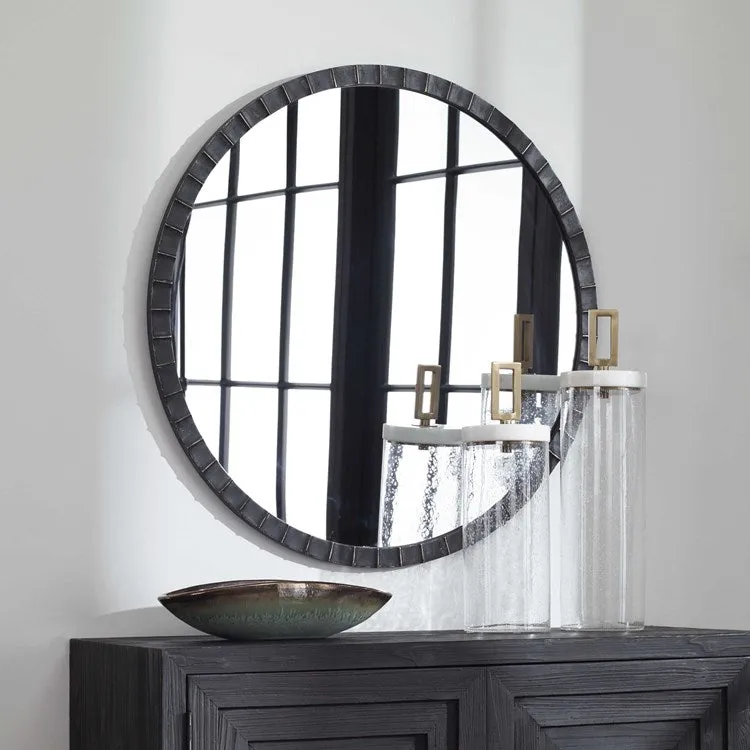 Uttermost Dandridge Black Iron Round Mirror