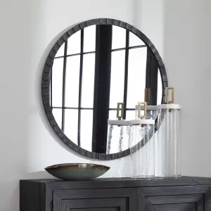 Uttermost Dandridge Black Iron Round Mirror