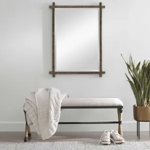 Uttermost Firth Oatmeal Fabric Cushion Seat Rustic Iron Bench
