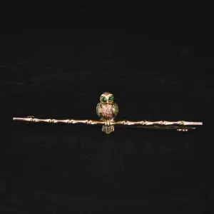 Victorian Two-Tone Gold Owl Brooch