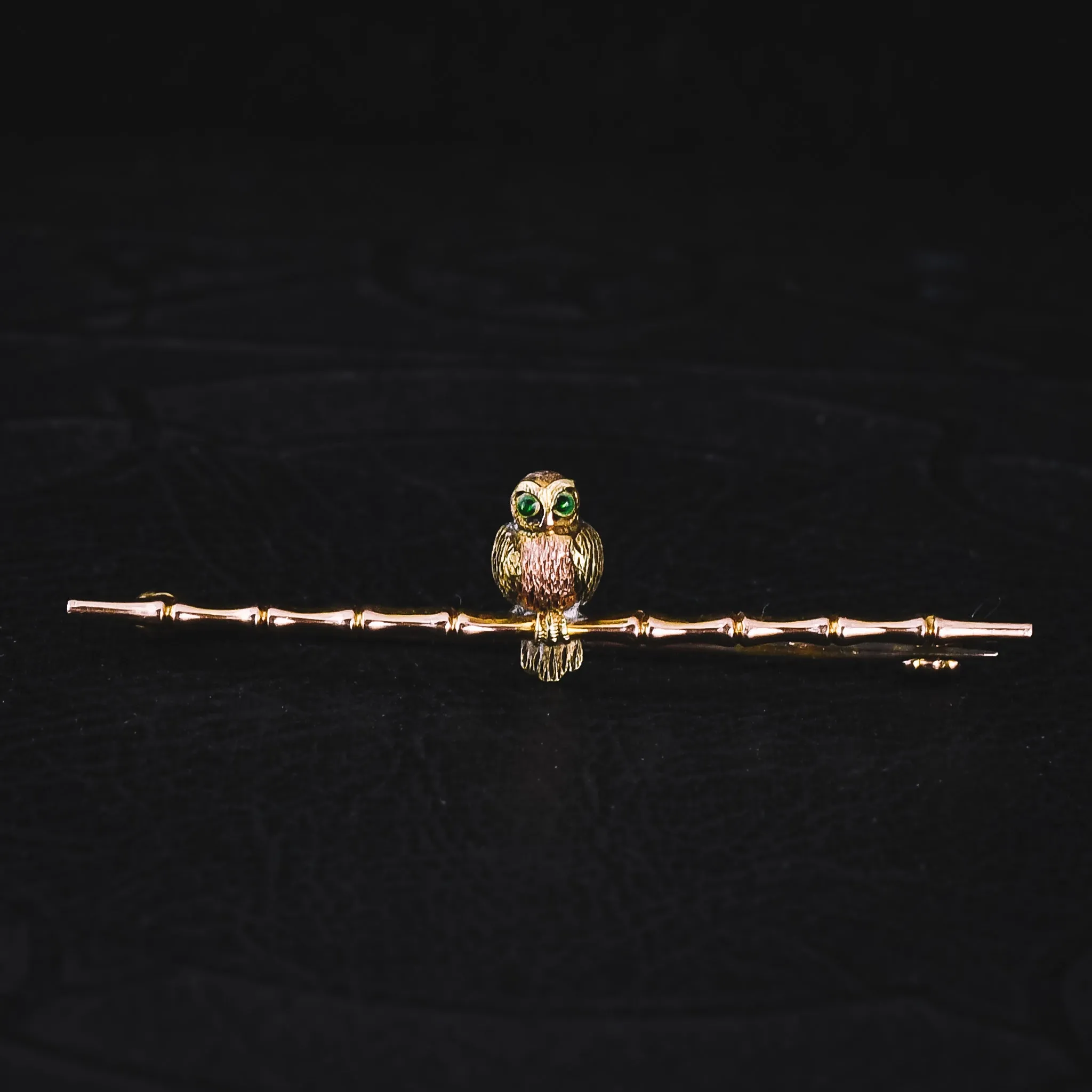 Victorian Two-Tone Gold Owl Brooch