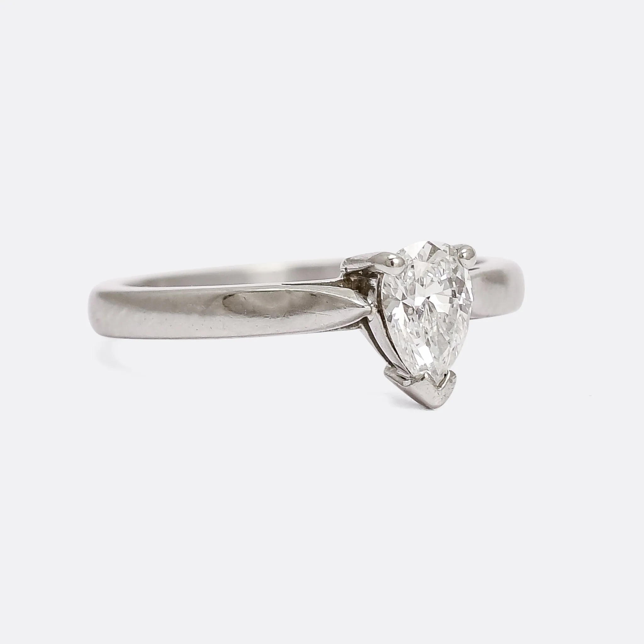 Vintage .52ct Pear Cut Diamond Solitaire Engagement Ring