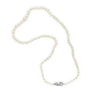 Vintage Art Deco Japanese Saltwater Cultured Akoya Pearl Graduated Necklace - Sterling Silver 19.75 Inch