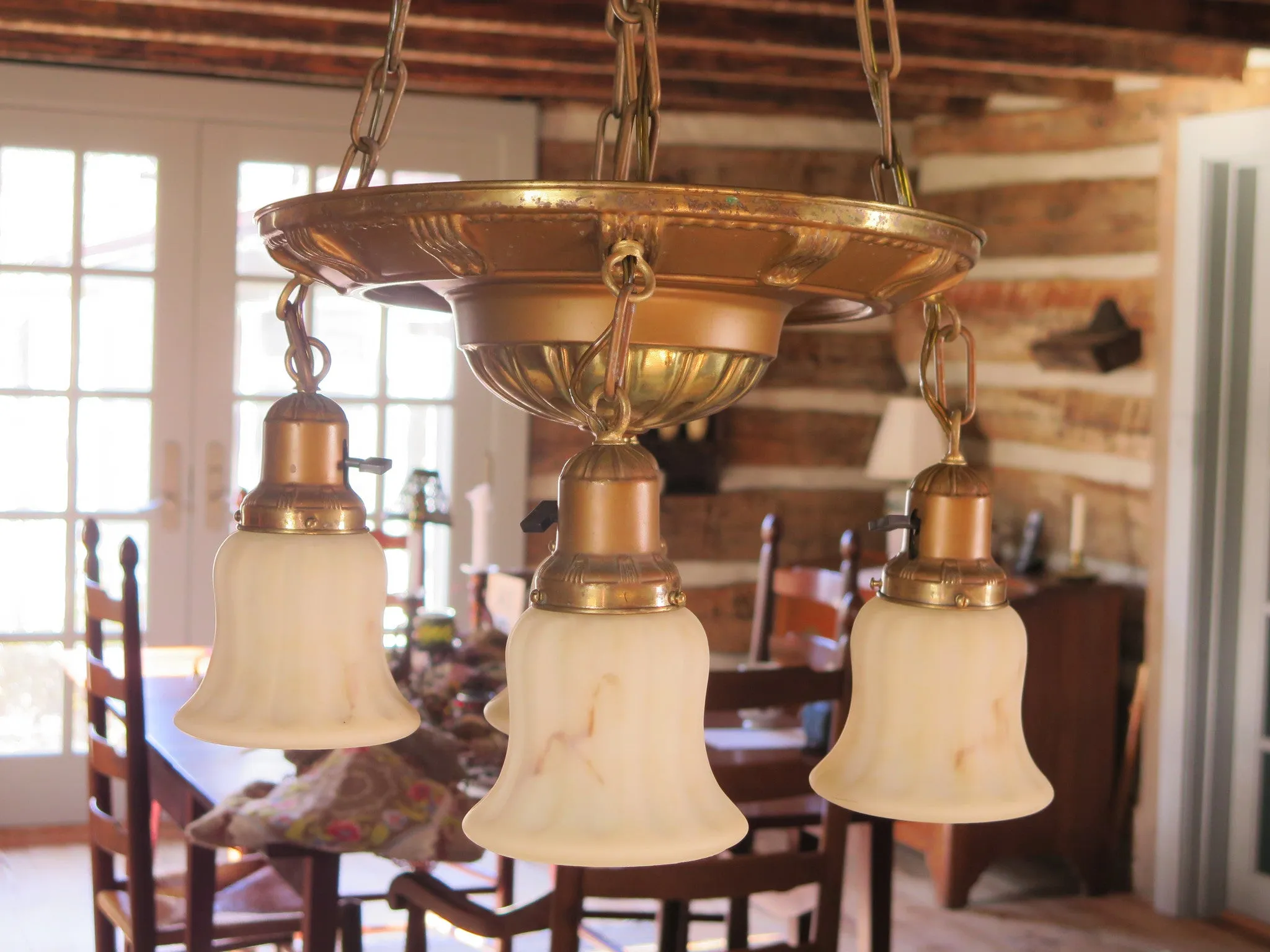 Vintage Art Deco "Pan" Style 4-Light Chandelier