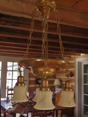Vintage Art Deco "Pan" Style 4-Light Chandelier