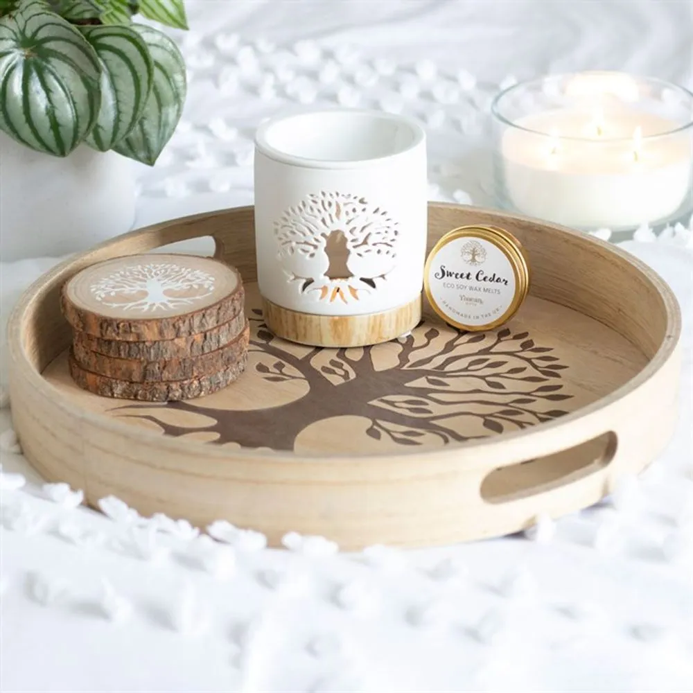 Wax Warmer Gift Set - Tree of Life Design with Sweet Cedar Melt