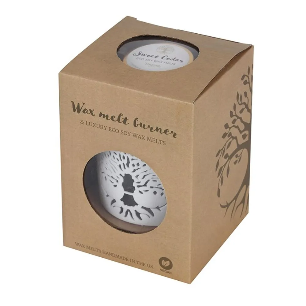 Wax Warmer Gift Set - Tree of Life Design with Sweet Cedar Melt