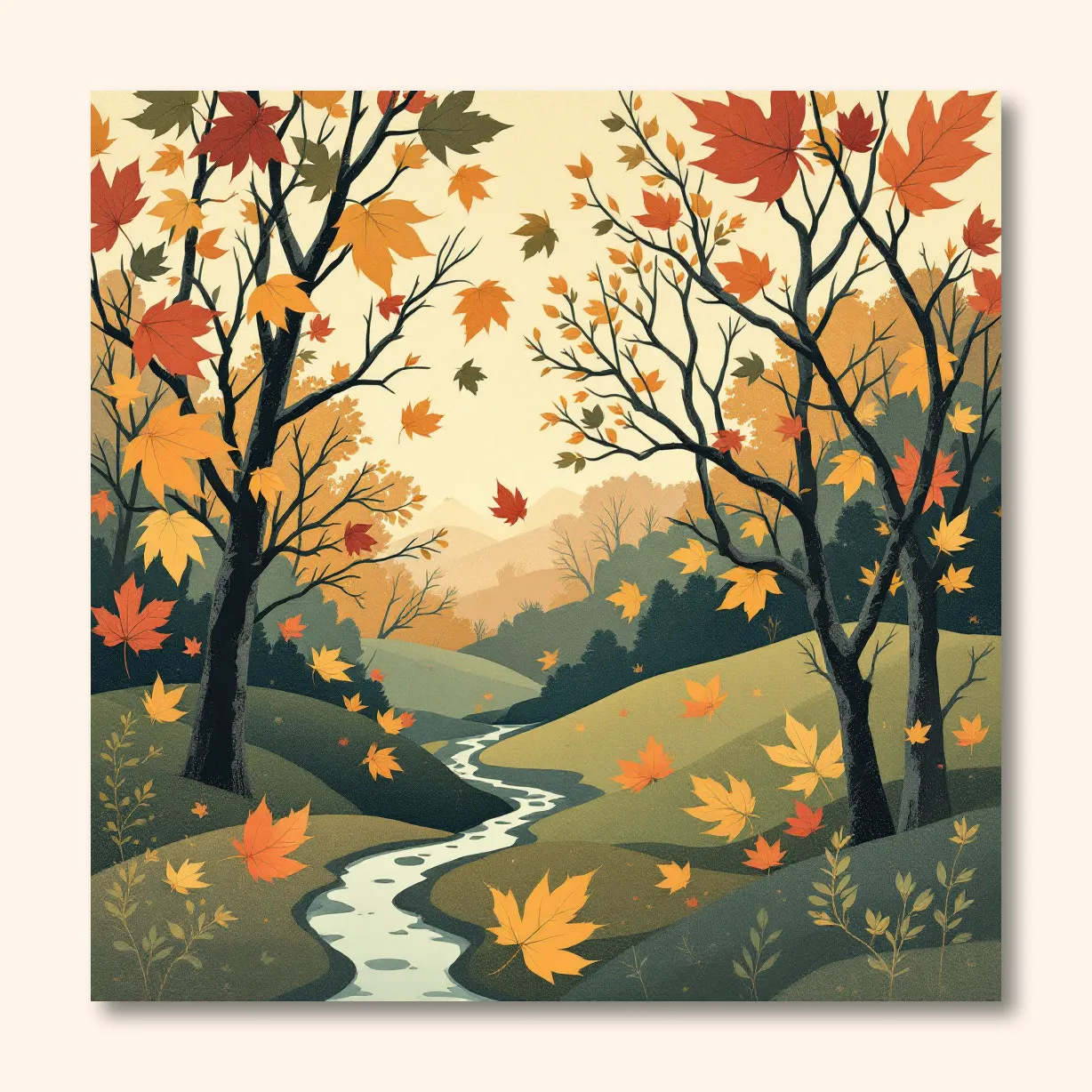 Whimsical Autumn Landscape Wall Art Poster