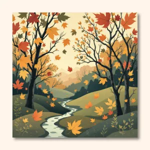 Whimsical Autumn Landscape Wall Art Poster