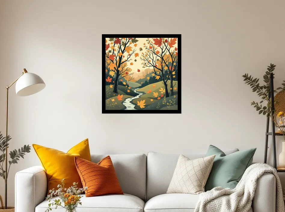 Whimsical Autumn Landscape Wall Art Poster