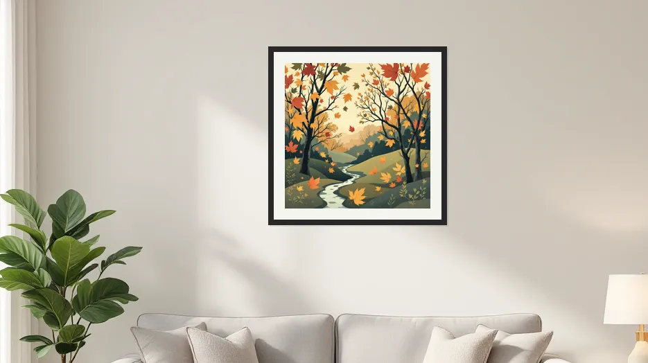 Whimsical Autumn Landscape Wall Art Poster