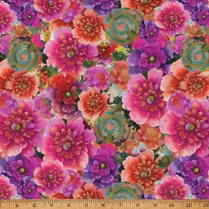Whimsical FlowerGarden by Hoffman Fabrics FLORALS ALLOVER/FUCHSIA