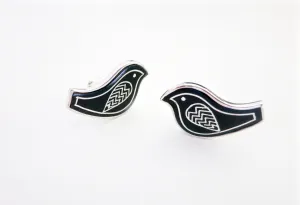 Whimsical, Mid-century mod Bidri bird cufflinks