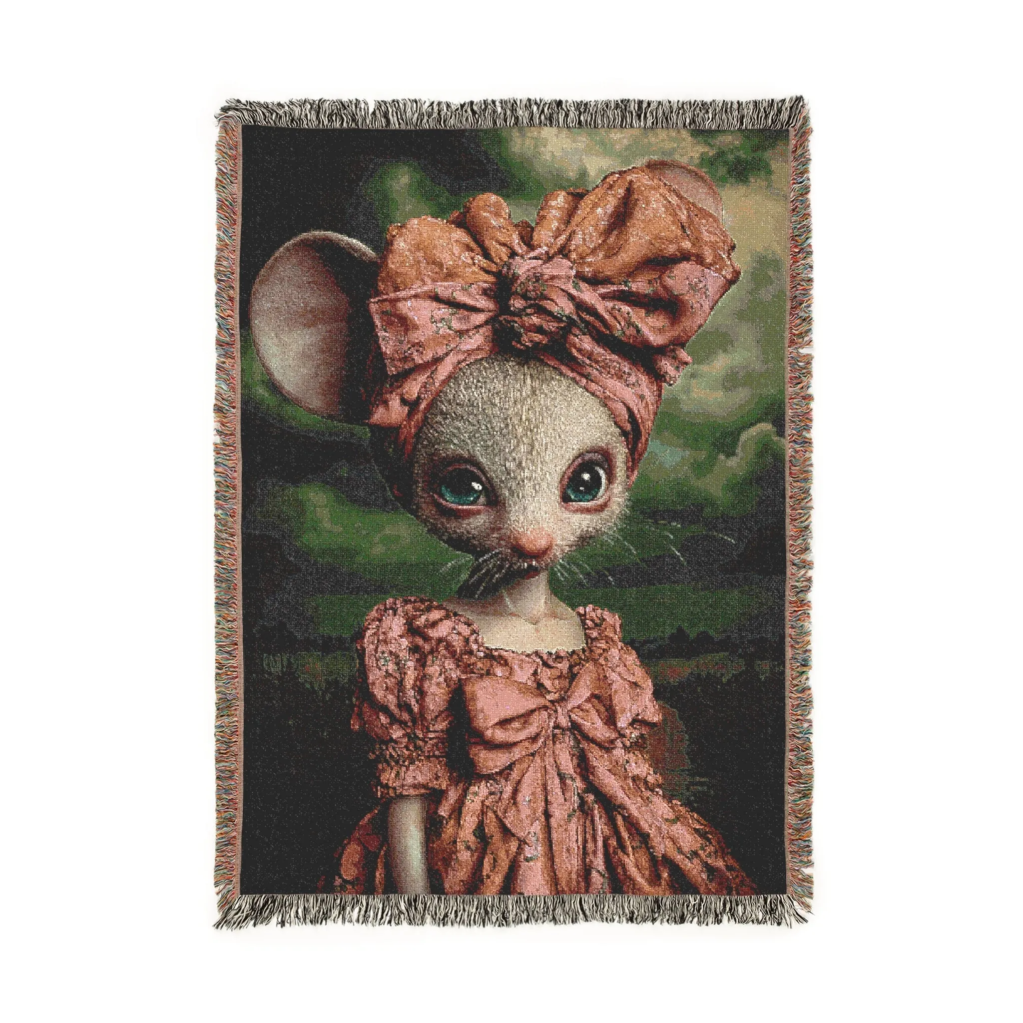 Whimsical Mouse Elegance Woven Blanket