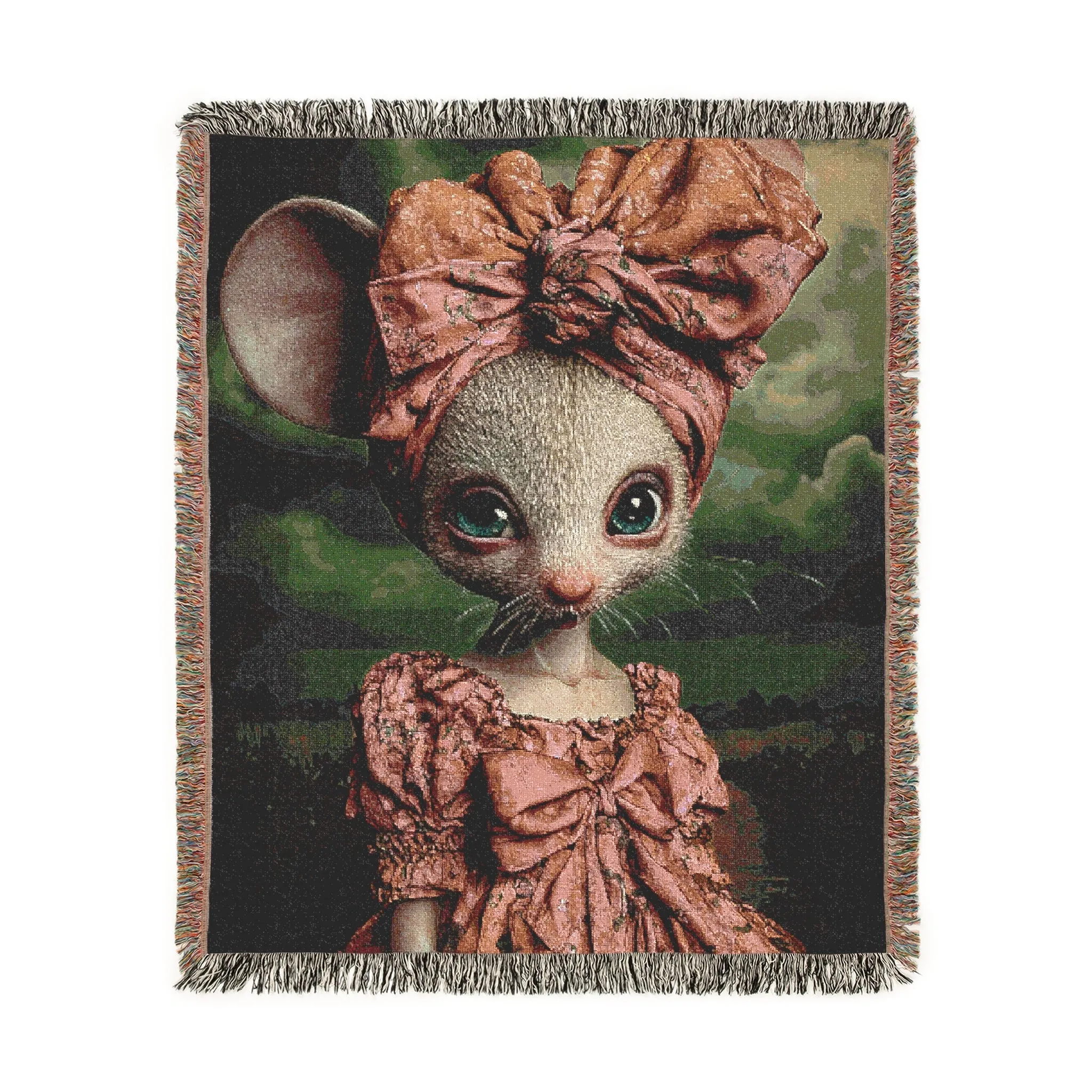 Whimsical Mouse Elegance Woven Blanket