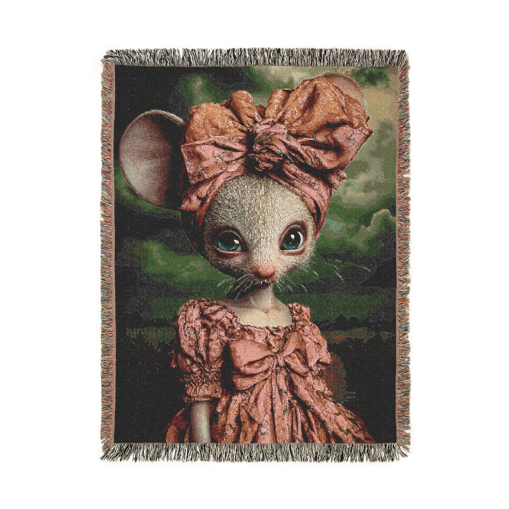 Whimsical Mouse Elegance Woven Blanket